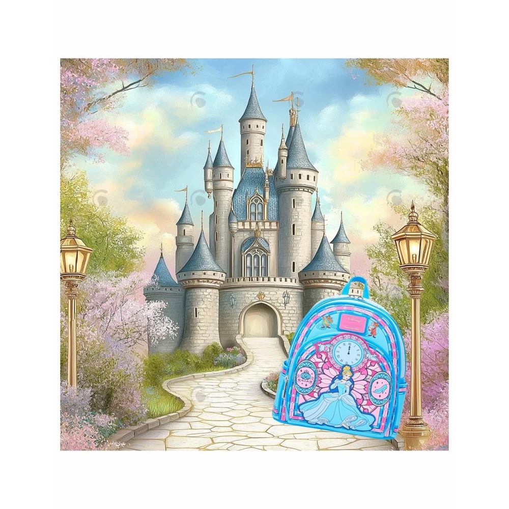 NWT Loungefly Disney Cinderella Stained Glass Portrait Max/Gus Backpack WOW